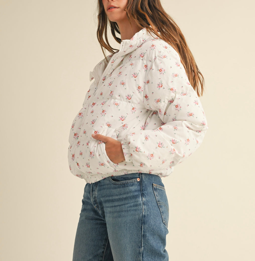 Floral Hoodie Puffer