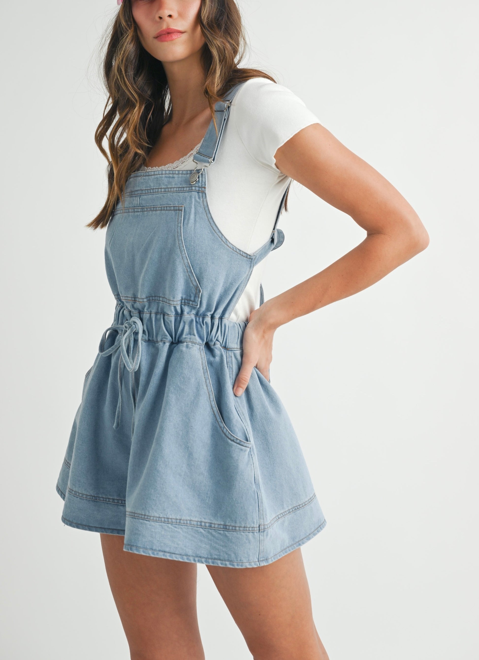 The Flowy Denim Romper