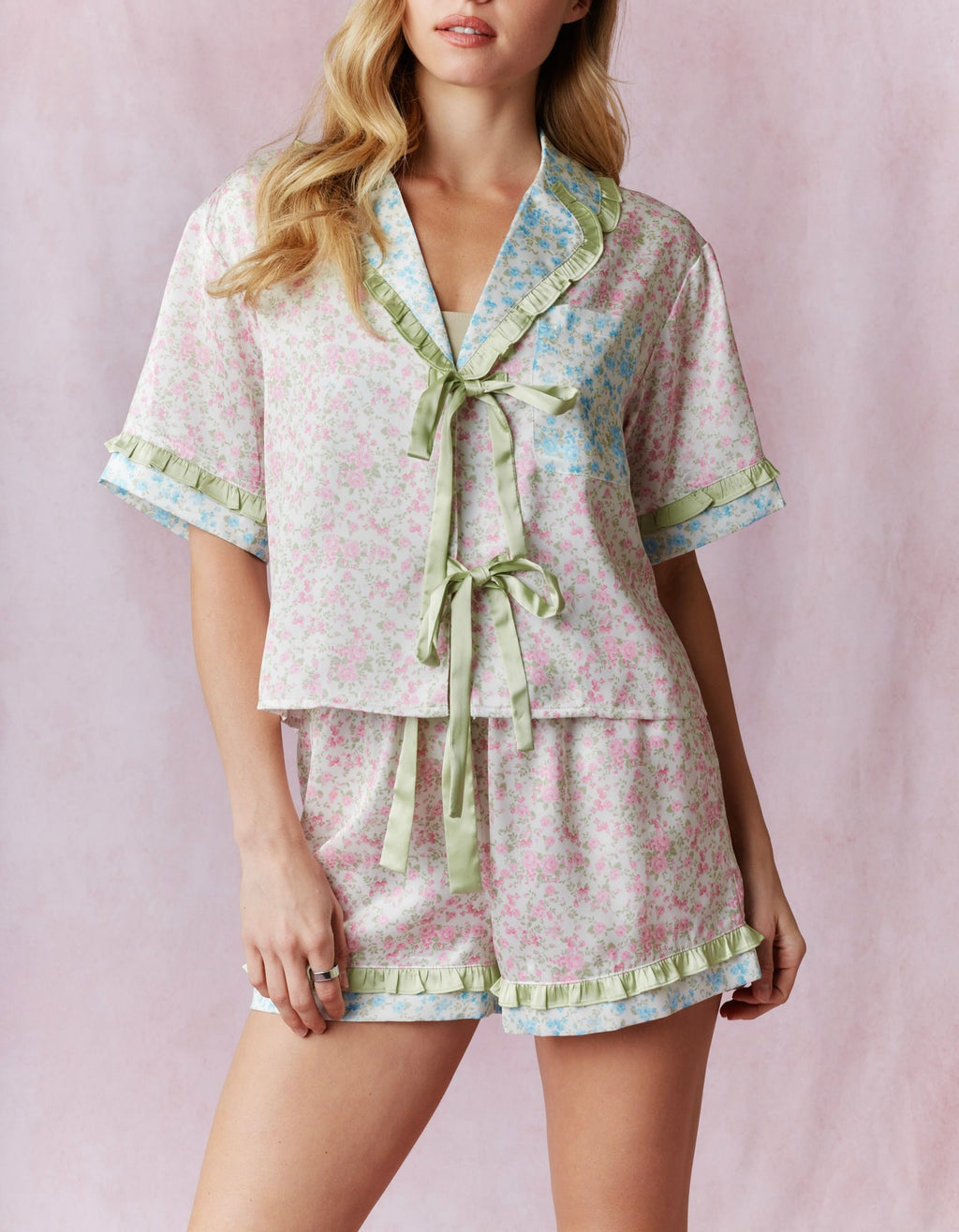 FLoral Silky PJ Set