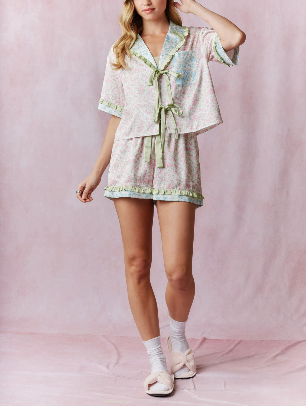FLoral Silky PJ Set